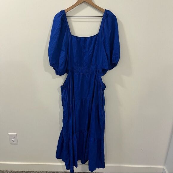 The Drop Anaya Maxi Dress | Square Neck, Cut-Out, Tiered, 3X, Dazzling Blue - Picture 8 of 13